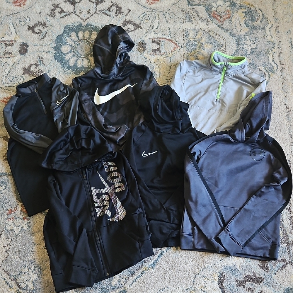 Lot Of Nike Black and Gray Hoodie, Pants , Tshirt And Jeans Boys Size Medium/ 10